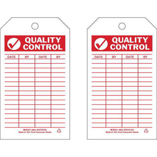 Product image for Brady 86733 Inspection & Material Control Tags: QUALITY CONTROL, 7" H x 4" W, Paper