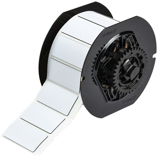 Product image for Brady B30EP-173-593-WT B30 Series Raised Panel Polyester Labels, 1" H x 2" W, Roll of 300 Labels, White