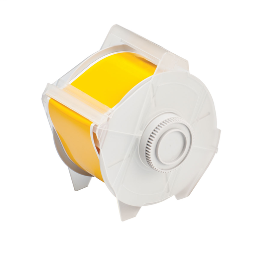 Product image for Brady 113116 GlobalMark Series Indoor-Outdoor Vinyl Labels, 2.25" W x 100' L, Yellow