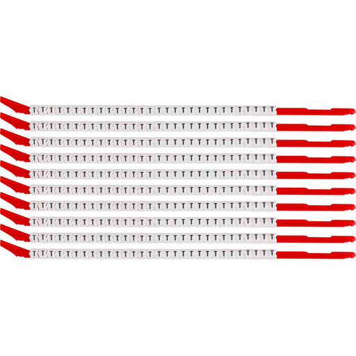 Product image for Brady SCN10-T ClipSleeve T Wire Markers, Pack of 10 Each, 14 AWG, Maximum Wire Dia, 0.134"