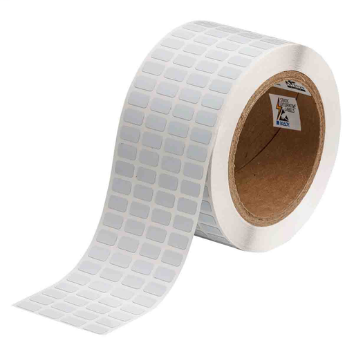 Product image for Brady THT-96-717-10 2-Mil Gloss Dissipative Polyimide Labels, 0.275" H x 0.5" W, 10000 Labels, White