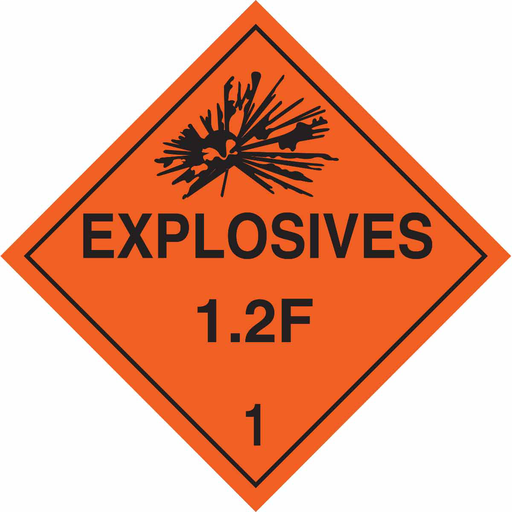 Product image for Brady 63383 Explosives 12F 1 Sign, 10.75" H x 10.75" W x 0.024" D, Paper