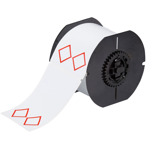 Product image for Brady B30-261-7569-CLP2 B30 Series GHS CLP Vinyl Labels, 2.95" H x 4.33" W, Red on White, Pre-Printed Areas on Label: 2 Diamonds