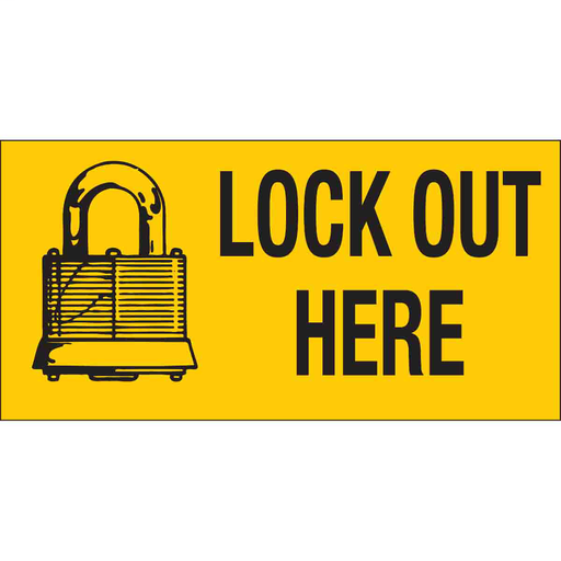 Product image for Brady 88304 Lock Out Here Sign, 2.25" H x 4.5" W x 0.006" D, Polyester