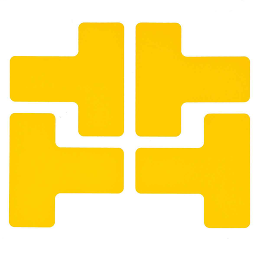 Product image for Brady 104439 ToughStripe® Floor Marking Tape T-Shaped Marks - Polyester, Solid Color, Yellow, 2" x 5"