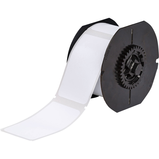 Product image for Brady B30-219-595-BLNKWT B30 Series Indoor/Outdoor Vinyl Labels, 2.25" H x 3.85" W, Roll of 250 Labels, White