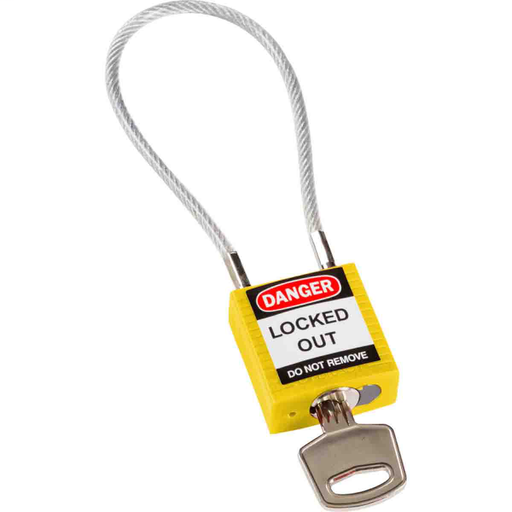 Product image for Brady 146121 Brady® Compact Cable Padlock - 5-Pin Cylinder, 4.2 in. Shackle Clearance