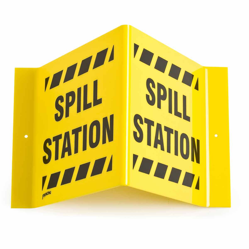 Product image for Brady V2SS24A V Spill Station Sign, 8" H x 15" W x 6" D, Acrylic