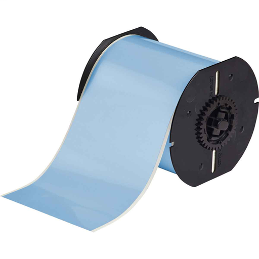 Product image for Brady B30C-4000-569-SB B30 Series Low Halide Polyester Labels, 4" W x 100' L, Sky Blue
