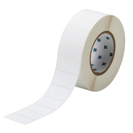 Product image for Brady THT-156-490-3 FreezerBondz Polyester Laboratory Labels, 1" H x 1.9" W, White, Roll of 3000 Labels, Thickness 0.0021"