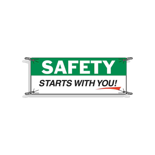 Product image for Brady 50907 SAFETY Starts With You! Sign, 4' H x 10' W x 0.055" D, Polyethylene
