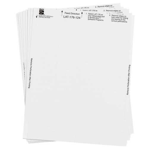 Product image for Brady LAT-176-124 Paper Labels, Pack of 10 Sheets