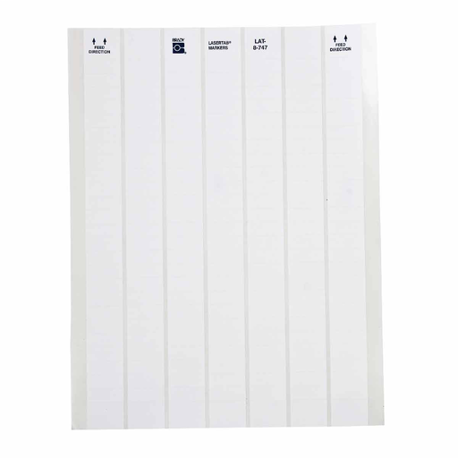 Product image for Brady LAT-8-747-10 LaserTab Series Polyester Labels, 0.375" H x 1" W, Pack of 58 Sheets