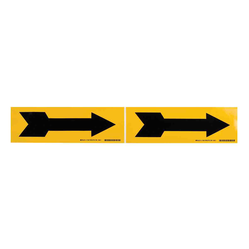 Product image for Brady 76507 Self-Sticking Vinyl Arrow, 2.25" H x 7" W, Black on Yellow