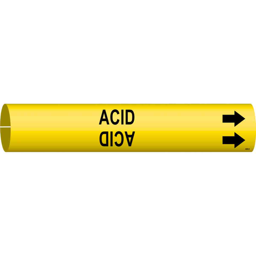 Product image for Brady 4000-D ACID Pipe Marker, 2.8125" H x 2.8125" W, Fits Pipes 4" Dia. Thru 6" Dia.