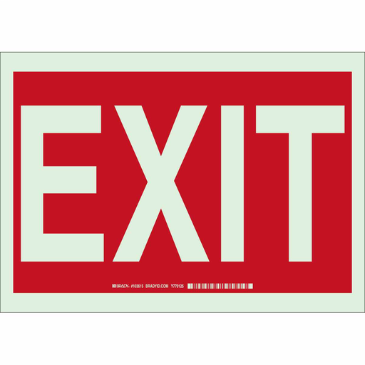 Product image for Brady 103615 BradyGlo Exit Sign, 10" H x 14" W x 0.063" D, Red on Glow