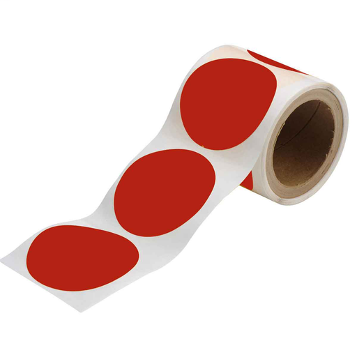 Product image for Brady 104400 ToughStripe® Floor Marking Tape Dots - Polyester, Solid Color, Red, 3.5"