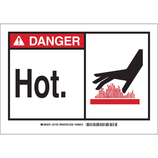 Product image for Brady 21725 DANGER Hot. Sign, 7" H x 10" W x 0.06" D, Polystyrene