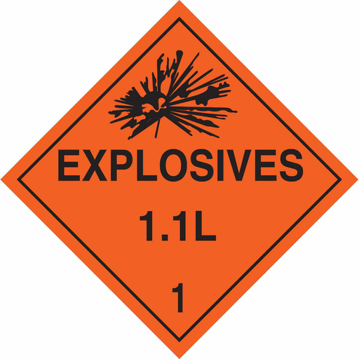 Product image for Brady 63378 Explosives 11L 1 Sign, 10.75" H x 10.75" W x 0.024" D, Paper
