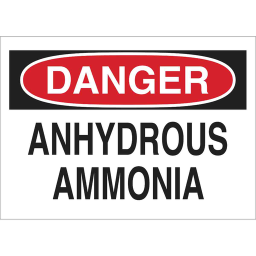 Product image for Brady 22301 DANGER Anhydrous Ammonia Sign, 7" H x 10" W x 0.06" D, Polystyrene