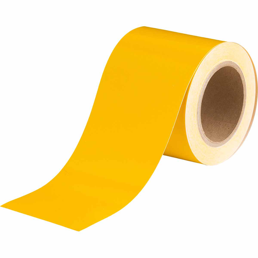 Product image for Brady 36287 Solid Color Banding Tape for Pipe Marking - Roll Form, Pressure Sensitive Vinyl, Yellow, 4" x 30'
