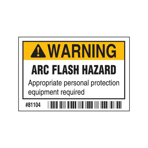 Product image for Brady 81104 Arc Flash Labels - Self-Sticking Polyester, 2" H x 3" W x 0.006" D, Roll of 100 Labels, Black/Orange on White