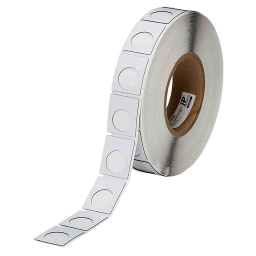 Product image for Brady THTEP167U-593-.5 Foam Backed Raised Panel Labels, 1.5" H x 1.2" W, White, Roll of 500 Labels