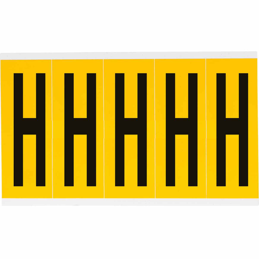 Product image for Brady 1560-H 15 Series Pressure Sensitive Vinyl Letter Labels - 3.875" H, Black on Yellow, H