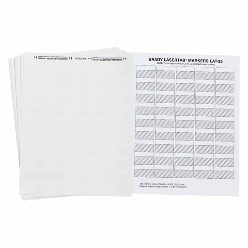 Product image for Brady LAT-52-361-1 LaserTab Series Self-Laminating Polyester Labels, 1" H x 1.5" Wx 0.2" Dia, Pack of 23 Sheets
