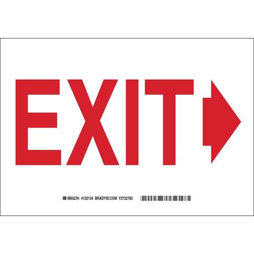 Product image for Brady 132134 Exit Right Arrow Sign, 7" H x 10" W x 0.006" D, Polyester