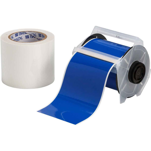 Product image for Brady 142170 GlobalMark Series ToughStripe Polyester Floor Marking Labels, 4" W x 100' L, Kit of 2 Rolls, Blue