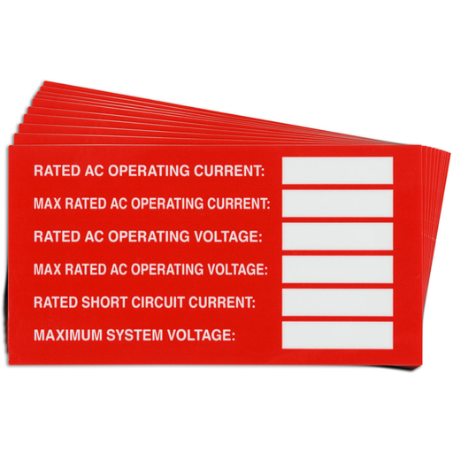 Product image for Brady 149832 Pre-Printed SOLAR OPERATING CURRENT Warning Labels, 2"x3.75" Vinyl, 25Pk