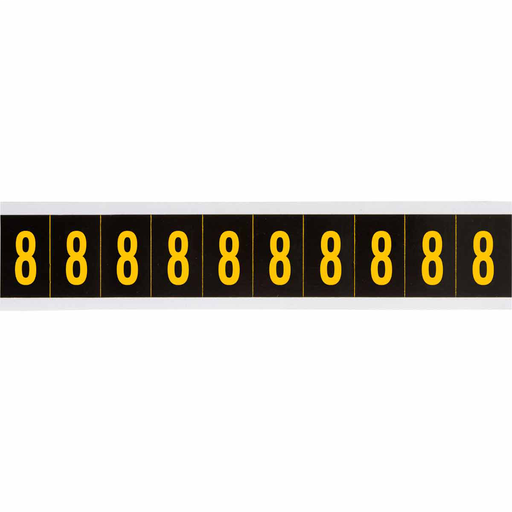 Product image for Brady 7897-8 Outdoor Utility Pressure Sensitive Vinyl Number Labels - 2" H, Yellow on Black, 8