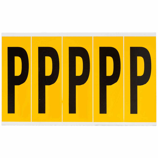 Product image for Brady 1560-P 15 Series Pressure Sensitive Vinyl Letter Labels - 3.875" H, Black on Yellow, P