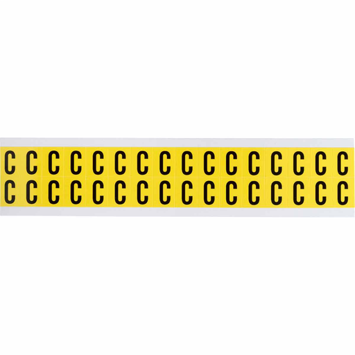 Product image for Brady 3420-C Repositionable Vinyl 0.625 in Black on Yellow, Letters C Card of 32 Labels