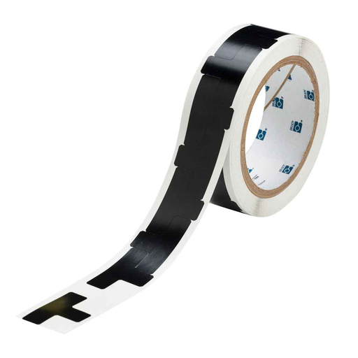 Product image for Brady 121422 Marking Tape T-Shaped Marks - Adhesive Vinyl, Solid Color, Black, 1.7" x 1.1"