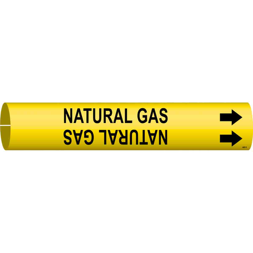 Product image for Brady 4097-D NATURAL GAS Pipe Marker, 2.8125" H x 2.8125" W, Fits Pipes 4" Dia. Thru 6" Dia.