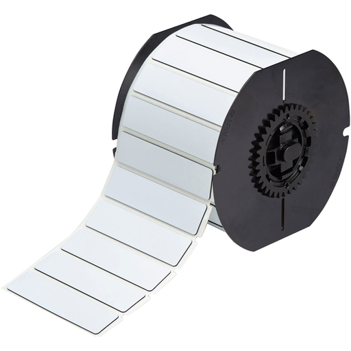 Product image for Brady B30EP-175-593-WT B30 Series Raised Panel Polyester Labels, 0.75" H x 3" W, Roll of 375 Labels, White