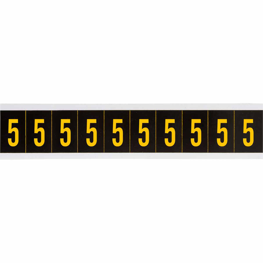 Product image for Brady 7897-5 Outdoor Utility Pressure Sensitive Vinyl Number Labels - 2" H, Yellow on Black, 5