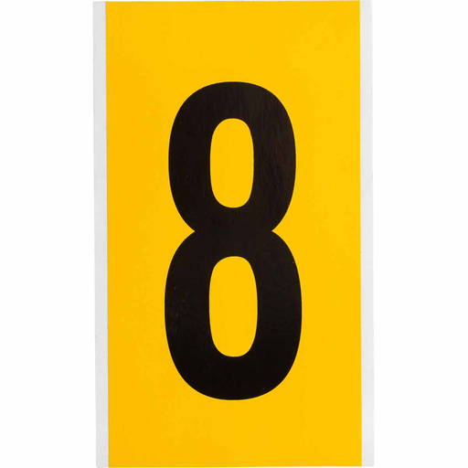 Product image for Brady 1570-8 15 Series Pressure Sensitive Vinyl Number Label - 6" H, Black on Yellow, 8