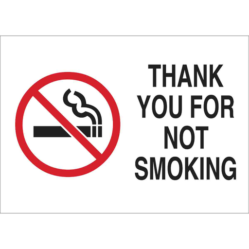 Product image for Brady 72348 Thank You For Not Smoking Sign, 10" H x 14" W x 0.06" D, Polystyrene