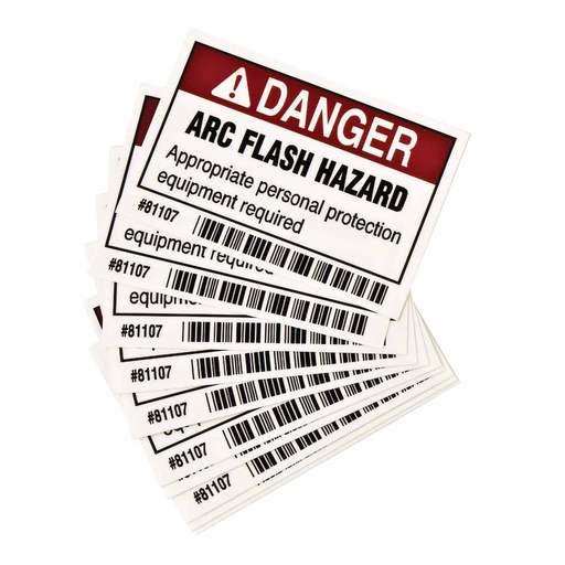 Product image for Brady 81107 Arc Flash Labels - Self-Sticking Polyester, 2" H x 3" W x 0.006" D, Pack of 10 Labels, Black/Red on White
