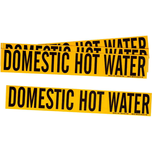 Product image for Brady 7087-1 Domestic Hot Water Pipe Marker, 2.25" H x 14" W, Fits Pipes 2.5" Dia. Thru 7.875" Dia.