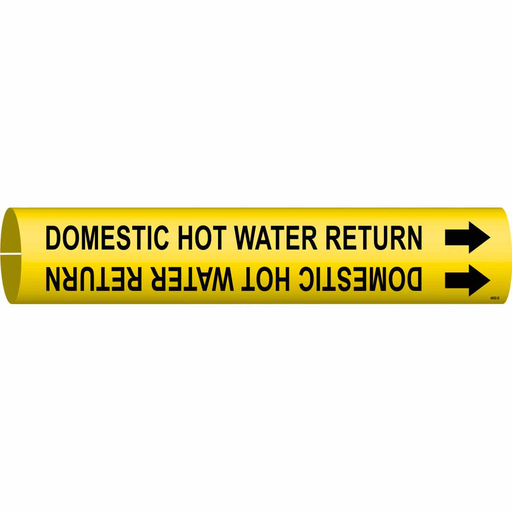Product image for Brady 4052-D Domestic Hot Water Return Pipe Marker, 2.8125" H x 2.8125" W, Fits Pipes 4" Dia. Thru 6" Dia.