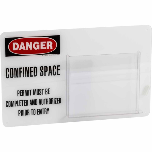 Product image for Brady 65903 Confined Space Sign/Permit Holder, 12" H x 19" W