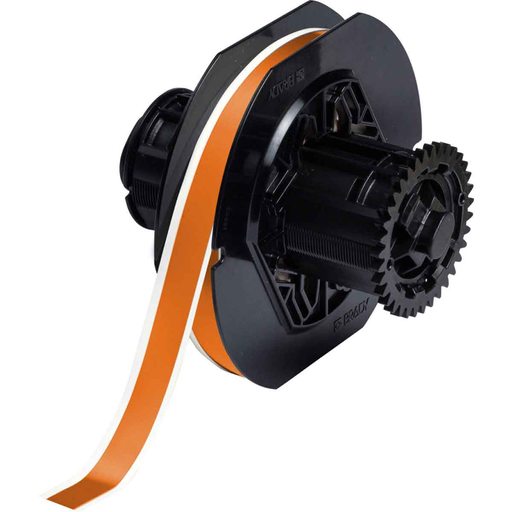 Product image for Brady B30C-500-595-OR B30 Series Indoor/Outdoor Vinyl Labels, 0.5" W x 100' L, Orange