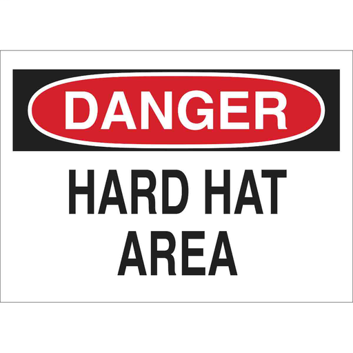 Product image for Brady 42507 DANGER Hard Hat Area Sign, 10" H x 14" W x 0.035" D, Aluminum
