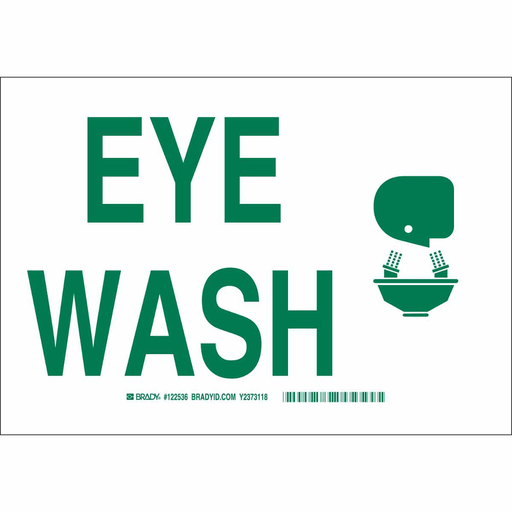 Product image for Brady 122586 Eye Wash w/Pictogram Sign, 10" H x 14" W x 0.006" D, Polyester