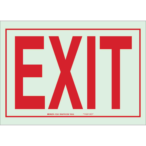 Product image for Brady 80215 BradyGlo Exit Sign, 7" H x 10" W x 0.008" D