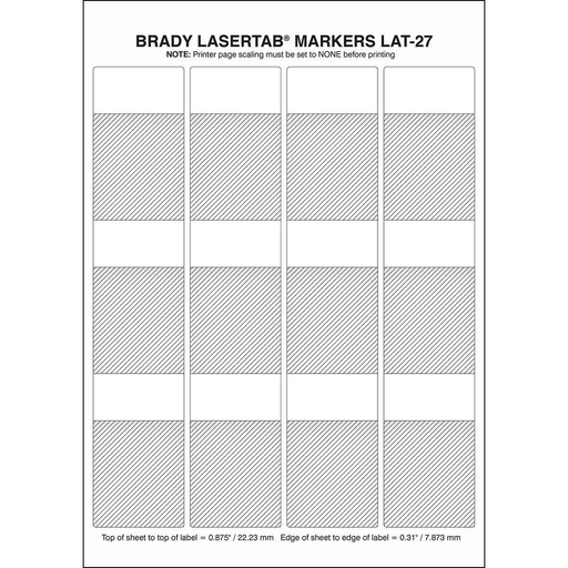 Product image for Brady LAT-27-361-1 LaserTab Series Self-Laminating Polyester Labels, Pack of 84 Sheets